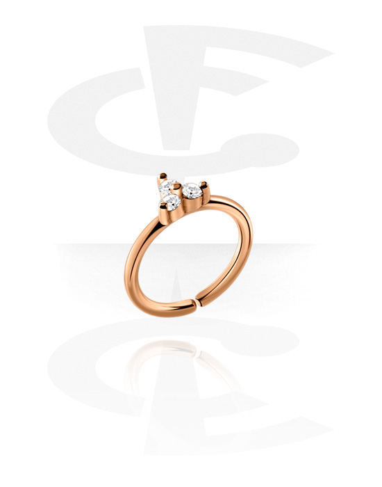 Piercing Ringe, Continuous ring (surgical steel, rose gold, shiny finish) med krystaller, Rosaforgyldt kirurgisk stål 316L