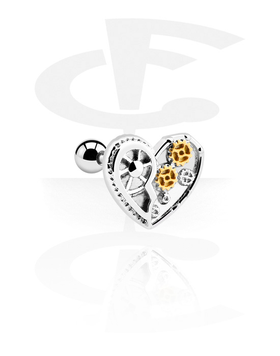 Helix / Tragus, Tragus Piercing with heart attachment, Surgical Steel 316L