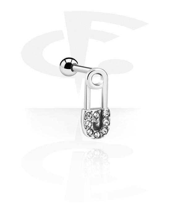 Helix / Tragus, Tragus Piercing med safety pin attachment