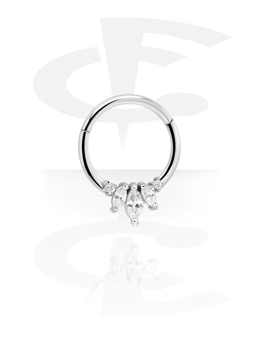 Anéis piercing, Clicker multiusos com pedras de cristal, Aço cirúrgico 316L