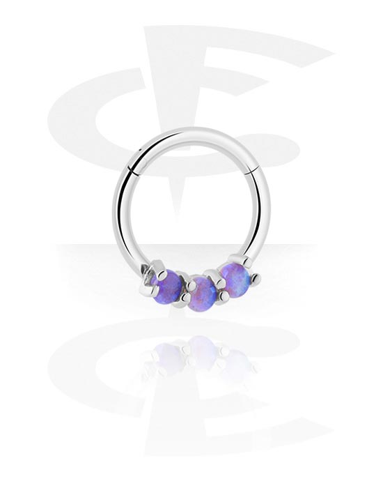 Piercing Rings, Sliding Charm for Piercing clicker with synthetic opal, Surgical Steel 316L