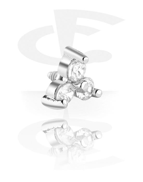 Kulor, stavar & mer, Attachment for internally threaded pins (surgical steel, silver, shiny finish) med kristallstenar, Kirurgiskt stål 316L