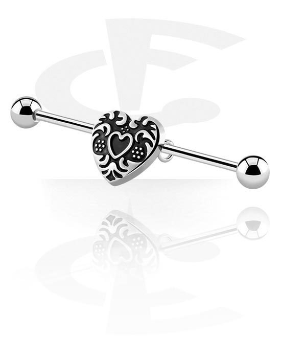 Barbells, Industrial Barbell with heart attachment, Surgical Steel 316L