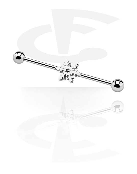 Barbells, Industrial Barbell with snowflake attachment, Surgical Steel 316L