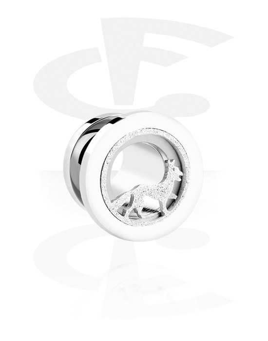 Tunely & plugy, Screw-on tunnel (surgical steel, silver), Chirurgická oceľ 316L
