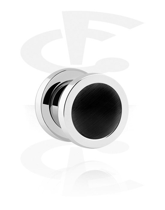 Tunnels & Plugs, Screw-on tunnel (surgical steel, silver) avec inlay in various colours, Acier chirurgical 316L