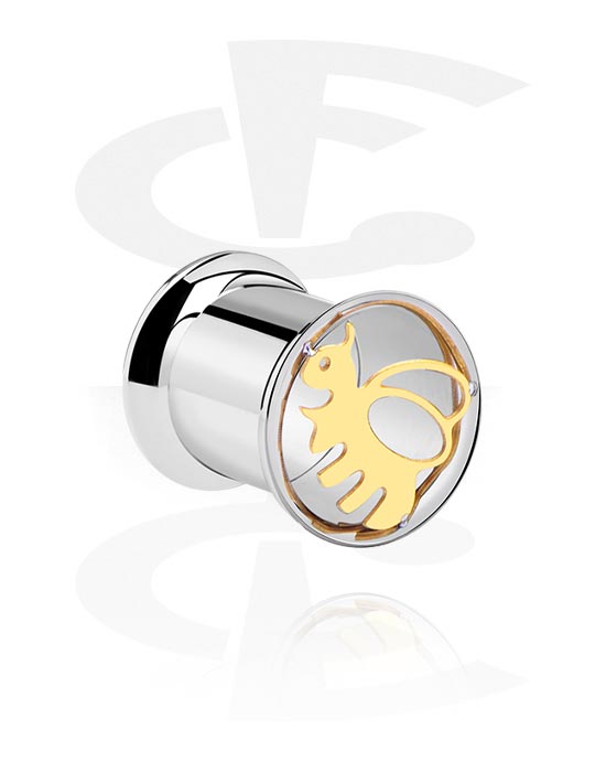 Tunneler & plugger, Double flared tunnel (surgical steel, silver) med Bee Design, Surgical Steel 316L