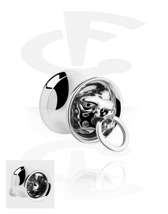 Tunely & plugy, Double flared tunnel (surgical steel, silver) s lion design, Chirurgická oceľ 316L