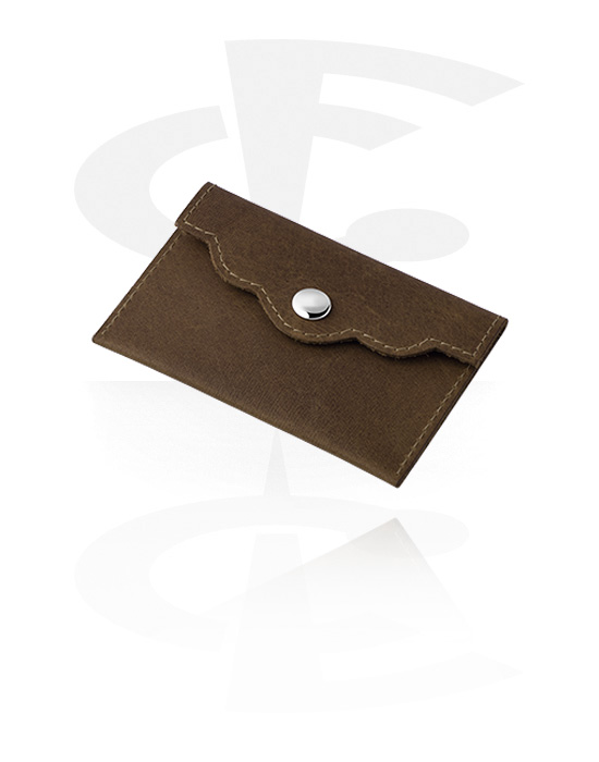Leather Accessories, Small pouch (genuine leather, various colors) with press-stud, Genuine Leather