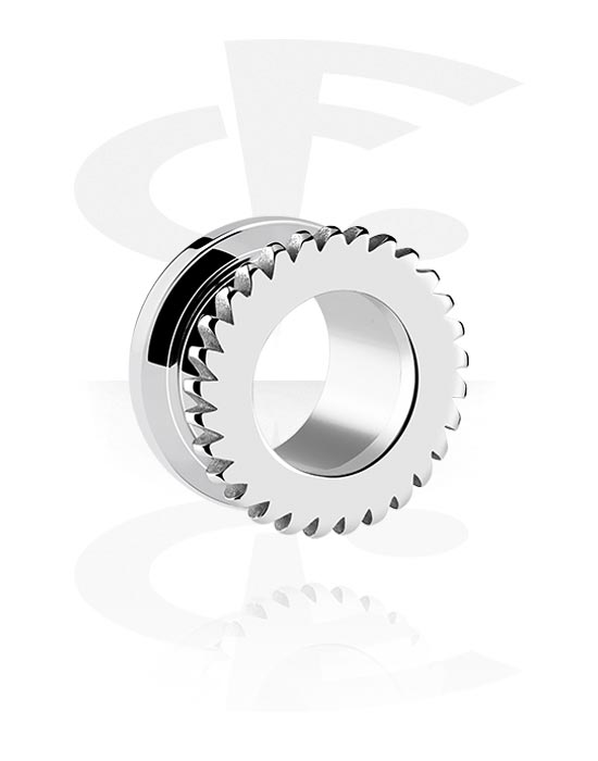 Tunnels & Plugs, Screw-on tunnel (surgical steel, silver) met blade attachment, Chirurgisch staal 316L