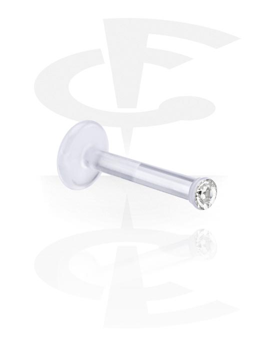 Labrets, Labret with crystal stone, Bioflex, Surgical Steel 316L