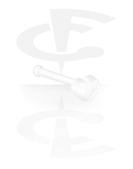 Näspiercingar, Straight nose stud (bioflex, transparent) med hjärtdesign, Bioflex