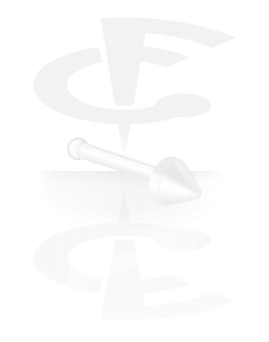 Näspiercingar, Straight nose stud (bioflex, transparent) med kon, Bioflex
