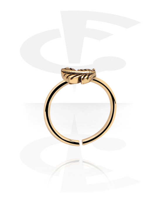Alke za piercing, Continuous ring (zircon steel, shiny finish) s Leaf Design, Cirkon čelik