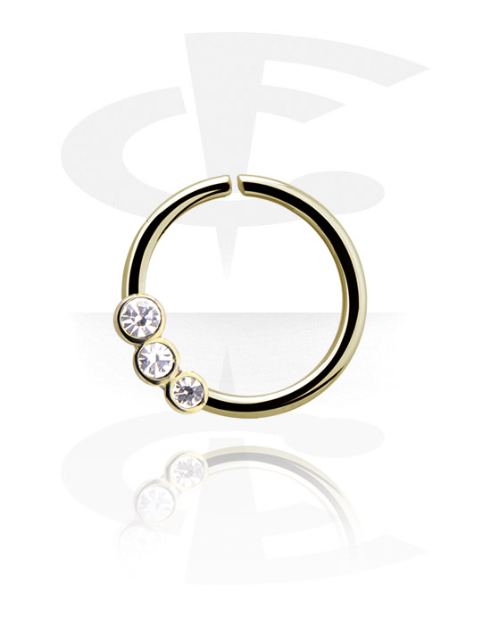 Piercingringer, Continuous ring (zircon steel, shiny finish) med crystal stones, Zircon Steel
